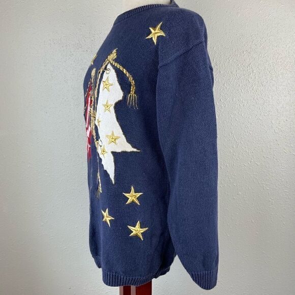 Alfred Dunner Stars and Stripes Sweater Top Size M EUC - Picture 3 of 6